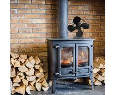 Estufa De 4 Palas Más Nueva Ventilador De Estufa De Chorro Caliente Diseño De Motor De Protección Deflectora Circular Engrosada para Estufa De Leña Horno De Chimenea
