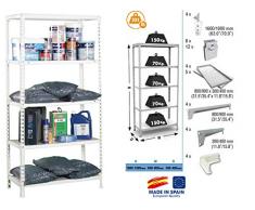 Estantería Metálica Ecoclick 5/400 Mini, Kit Ecoclick, blanco, 1800x800x400, 5 estantes, Simonrack