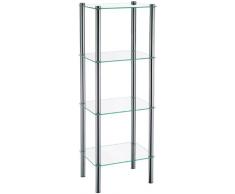 Kela 18051 Lars - Estantería, metal y cristal (28,5 x 28,5 x 76 cm, 4 baldas)