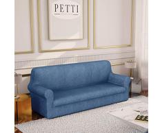 PETTI Artigiani Italiani - Fundas Sofa, Fundas de Sofa, Funda Sofa 3 Plazas, Azul, Fundas Sofa Elasticas, Tejido Jacquard, 100% Made in Italy