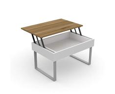 LEVIRA – Mesa de Centro elevable Don - 80 x 51 x 45,5 (Cerrada) e 59,5 (Abierta) - Nogal Troia