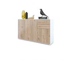 Cómoda Sideboard Ben V3, Cuerpo en Blanco Mate/Frentes en Roble nórdico