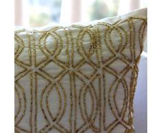 Marfil Cubierta De Cojines Decorativos, Celosía Del Enrejado Con Cuentas Cubierta De Almohadas, cojín cubre 45x45 cm, Sedala Seda Almohadas Fundas Para El Sofá, Moderno Cubierta De Almohadas -Gold Taj