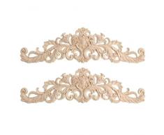 TOOGOO 2pzs Ornamento de Madera Esquina de Talla de Muebles de gabinete de Madera artesania Ornamentos de Madera Hecho a Mano