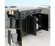 SoBuy® Carrito de cocina con piso de acero, estantería de cocina, carrito de servir de alta calidad, negro, FKW33-SCH, ES