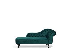 Beliani Sofá Chesterfield Chaise Longue Derecho Terciopelo Verde Esmeralda Nimes