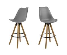 Amazon Brand - Movian Arendsee - Juego de 2 taburetes de bar, 55 x 48,5 x 111,5 cm, gris