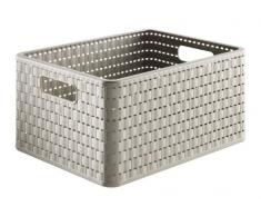 Rotho Country - Caja de almacenaje con efecto de mimbre, Beige, A4
