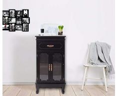 Rebecca Mobili Vitrina vintage, aparador negro, 1 cajón 2 puertas, madera, muebles sala de estar cocina- Medidas: 97 x 51 x 30 cm ( AxANxF) - Art. RE4928