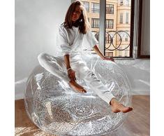 Flamingueo Sofa Hinchable - Puff Gigante, Sillon Hinchable, Sofas Hinchables Habitacion, Puff salon, Puff Pera, Colchon Hinchable Camas, Sofas de Salon, Decoracion Habitacion, 100x110x76 cm (Plateado)
