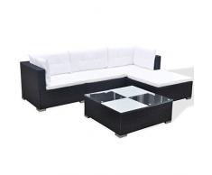 Festnight- Juego de Sofá de Jardín de Poli Ratán 14 Piezas Negro