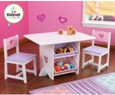 Kidkraft 26913 - Juego de muebles infantiles de mesa y 2 sillas diseño de corazón, color pastel