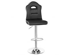Songmics Taburete de Bar, con Respaldo Regulable en Altura y Giratorio Cromado, de Cuero sintético, Negro LJB63B, 41 x 41 x (106-126) cm