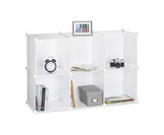 Relaxdays Estantería Modular Pequeña con 6 Compartimentos, Blanco, 32x96x156 cm