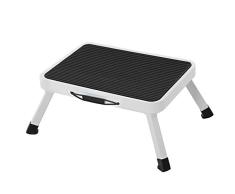 SONGMICS Taburete klapptritt, Escalera Plegable, Robusta con Capacidad de 150 kg, certificado por TÜV SÜD de Acuerdo con el Estándar EN14183, BlancoS GSL01WT