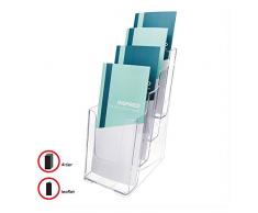 Deflect-o 77701 - Soporte de pared o mesa para folletos (4 niveles, 1/3 de A4), transparente