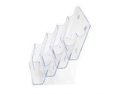 Deflect-o 77901- Soporte de pared o mesa para folletos (4 niveles, A5), transparente