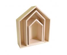 Artemio Set de 3 estanterías hogar con boquillas, Madera, Beige, 30 x 10 x 34,5 cm