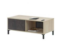 Habitdesign 0X1641F - Mesa de Centro Fija, Modelo Brooklyn, Roble Canadian y oxido, Medidas: 100 cm (Largo) x 40 cm (Alto) x 50 cm (Fondo)