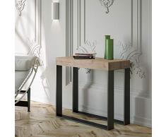 Itamoby - Consola Extensible eléctrica pequeña, Roble Natural y Antracita, 90 x 77 x 40 cm (Extensible hasta 196 cm)