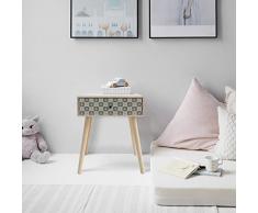 Rebecca Mobili Mesita de Noche 1 cajón, Mesa Lateral para sofá Moderna, Madera, Gris marrón Claro, Dormitorio de la Sala de Estar- Medidas: 56 x 45 x 30 cm (AxANxF) - Art. RE6117