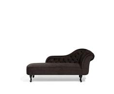 Beliani Sofá Chesterfield Chaise Longue Derecho Terciopelo marrón Oscuro Nimes