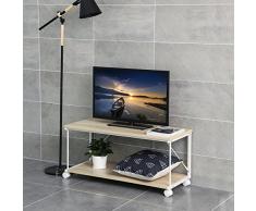 SONGMICS Mesa para TV, Mueble para televisor con Ruedas, Soporte de TV versátil con Estante, 2 Niveles Abiertos, para Receptor, Reproductor de DVD, Disco Duro LTV10WN