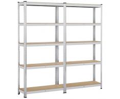 Yaheetech 2 Piezas Estantería de Garaje Estante de Almacenaje Industrial 180 x 90 x 30cm 5 Baldas