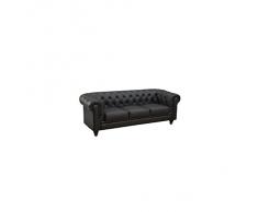 mueblespacio Sofá Chester 3 plazas piel - MSD151864921 - Negro