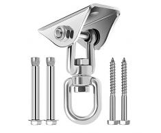 Awroutdoor Tarea Pesada Ganchos de Techo, Anclaje de Techo con SUS304 Acero Inoxidable Girar,4 Tornillos para Hormigón y Madera Yoga, Hamacas, Sillón Colgante, Sacos de Boxeo, Capacidad 450Kg