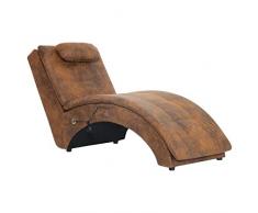 vidaXL Diván Chaise Longue Piel Ante Sintética Almohada Reposacabezas Estructura Madera Sillón Relax Tumbona Cuero Artificial Sofá Ergonómico Marrón