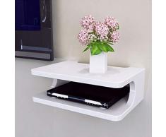 YANQ Estante Flotante para componentes de televisión, Consola de Medios montada en la Pared de Metal, 2 Niveles, para decodificadores/enrutadores/remotos/Reproductores de DVD/Consolas de Juegos (co