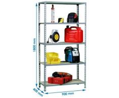Estantería Metálica Maderclick, Kit Maderclick 5/500 gris, 1800x900x500, 5 estantes, Simonrack