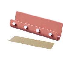 ZOOMY Soporte para Colgador de Toallas Almacenamiento Montaje en Pared Gancho Bastidor DIY Organizador 4 Ganchos Estante - Rosa
