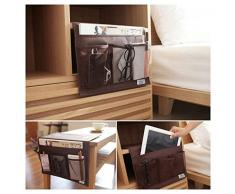 Sede noche Caddy estante para cama sofá portátil bolsa almacenamiento colgante reposabrazos con bolsillos organizador de sofá silla para mando a distancia teléfono gafas libro revista iPad iPhone