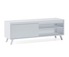 Home Heavenly® - Mueble TV salón Comedor Dallas, Mesa televisión Estilo nórdico con Amplio Espacio de almacenaje, fabricación Europea, en Blanco y Blanco/Roble Natural (140 cm, Blanco)