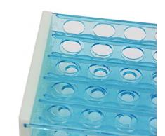 Estante de soporte de soporte de tubo de ensayo plástico de 50 posiciones, soporte de tubo de centrífuga desmontable agujero de 18 mm