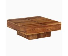 Festnight Mesa de Centro Extensible | Madera Maciza de Sheesham | 80x80x30 cm