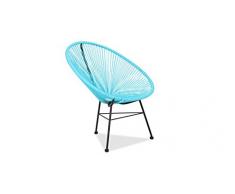 Acapulco silla azul Sillón metálico cuerdas azules para jardín, terraza, balcón, terrado, exterior, hostelería. 1 unidad
