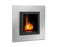 KLARSTEIN Phantasma Cuadro Chimenea - Quemador de bioetanol sin Olor ni Humos de Acero Inoxidable, Instalación en la Pared, depósito de 600 ml, 4 Horas de duración, Apagado asistido, Negro/Plateado