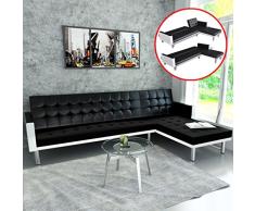 Tidyard Sofá Cama Esquinero con 2 Posiciones Ajustables,Estilo Contemporáneo,Estructura de Madera,Tapicería de Cuero Sintético,Negro