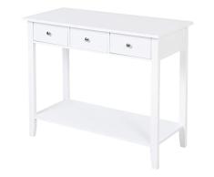 HOMCOM Mesa Auxiliar para la Entrada con 3 Cajones y 1 Estante Inferior para Gran Espacio de Almacenaje para Muebles de Recibidor Tipo Consola Clásica Vintage 90x40x75cm Blanco