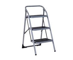 HOMCOM Escalera Plegable de Acero Taburete Escabel Base Antideslizante Tijera 2 Modelos (3 Peldaños)