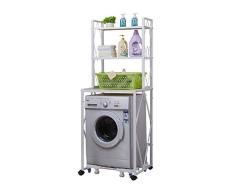 Estante Estante de la lavadora de 3 capas, estante móvil multifuncional de la lavadora, trípode universal montado en el piso, blanco a prueba de óxido del hierro (L70cm × W58cm × H185cm) Caja de almac