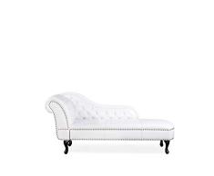Beliani Sofá Chesterfield Chaise Longue Izquierdo Piel sintética Blanco Nimes