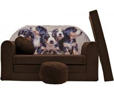 Pro Cosmo Sofá Cama K7 con Puff/reposapiés/Almohada, de Tela, Color Rojo, 168 x 98 x 60 cm
