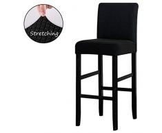 LANSHENG Fundas de Silla de Bar, Silla elástica extraíble Lavable Funda Antideslizante para Silla de Comedor giratoria Corta Silla Trasera Silla de Taburete de Bar (Negro,1 Pack)