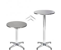 TecTake Mesa de bar bistró de aluminio altura ajustable 74 o 114 cm plegable - Diámetro de la pata: 6,5 cm - 8,6 kg