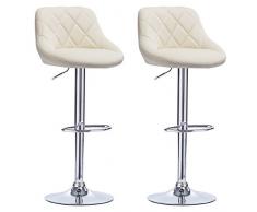 WOLTU 2X Taburete de Bar con Respaldo Cuero Sintético Taburetes Alto Cocina Regulable en Altura Taburete Giratorio Sillas Bar Taburete de Escritorio Crema BH23cm-2