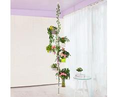 BAOYOUNI planta 7 capas de interior Stands primavera tensión poste metálico de flores pantalla accesorio de ahorro de espacio para colgar de maceta de flores de esquina estante, marfil